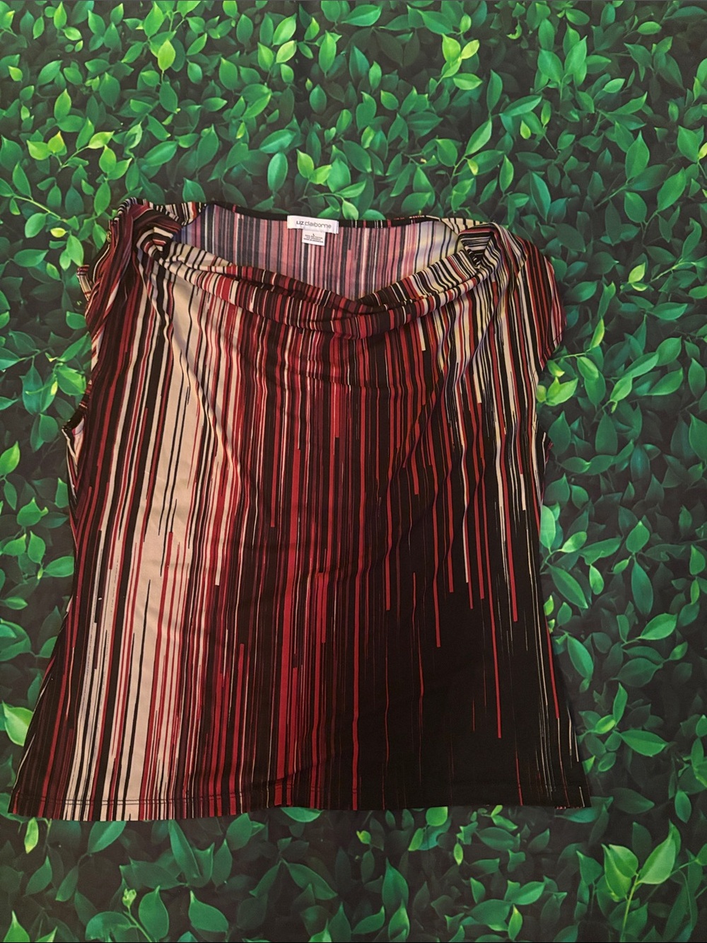 Liz Claiborne Red and Black Striped Sleeveless Tunic